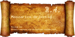 Meszarics Arisztid névjegykártya